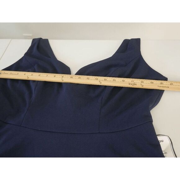 B Darlin Plus Size Tiered Navy Dress | 20W | Notched Neck | A-Line | Lined - Picture 5 of 7